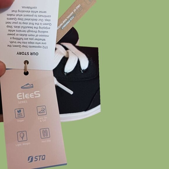 STQ Womens Black/Wht Canvas Slip-On Sneakers Size 8.5 - Picture 6 of 16